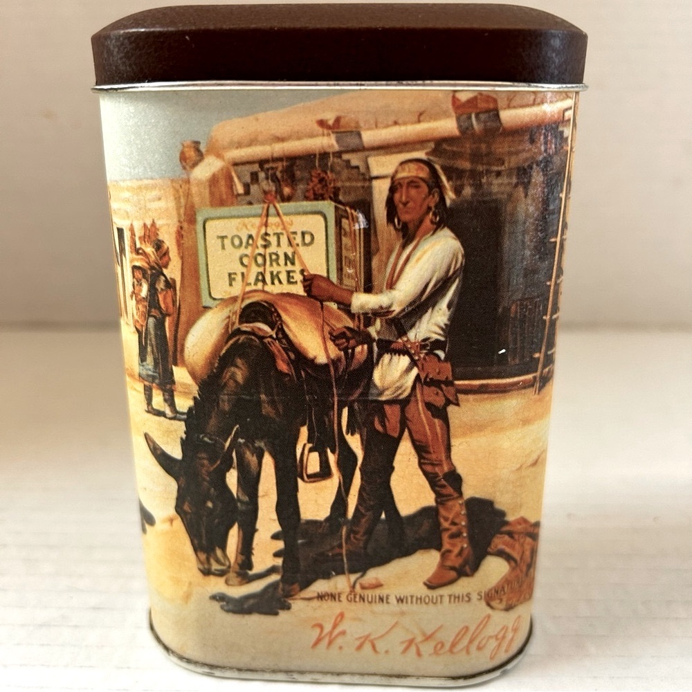 Kellogg's Toasted Corn Flakes Oval Storage Tin - 1980s Kitchen Decor